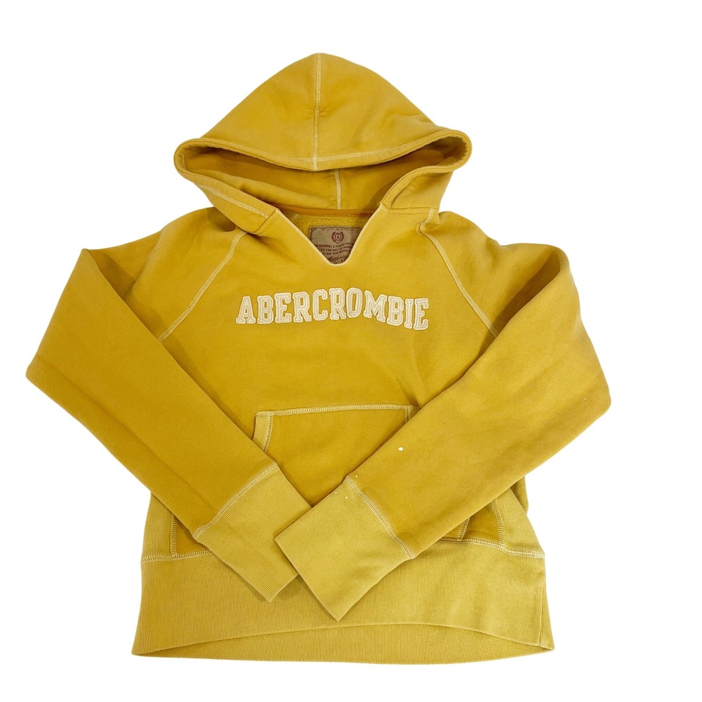 Vintage Abercrombie & Fitch Logo Hoodie Y2K Preppy VNeck Sweatshirt Womens Large